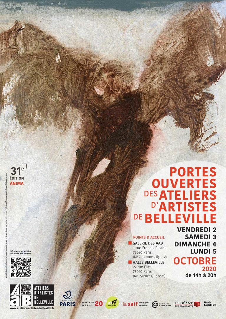 Affiche 2020 des Portes Ouvertes des Ateliers d'Artistes de Belleville, Oeuvre de Catherine Rauscher