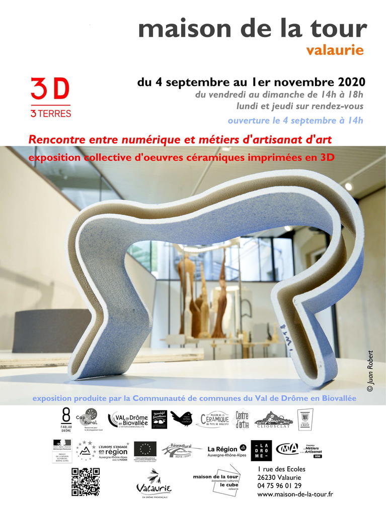 Rencontre entre numérique et métiers d'artisanat d'art exposition collective d'oeuvres céramiques imprimées en 3D