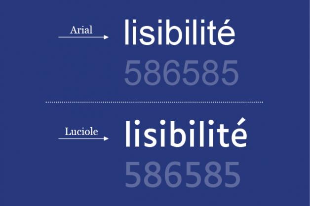 Luciole, comparaison avec le caractère Arial, typographies.fr, 2019