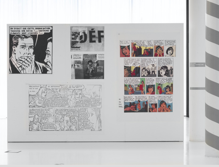 Vue de l'exposition Bande détournée, les comics situationnistes. Photo Yann Gachet