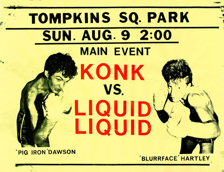 Affiche pour un concert de Konk vs. Liquid Liquid, sérigraphie, 1981.