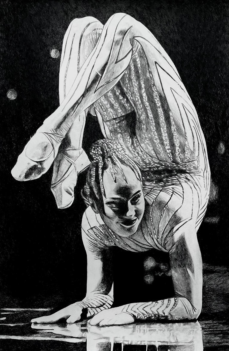 portrait de contorsionniste dessiné par Myriam Mechita