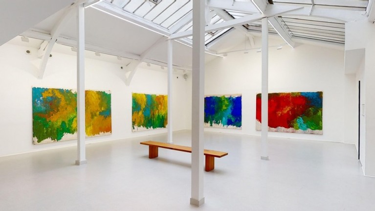 Vue de l'exposition "The Shape of Colour" de Hermann Nitsch, à la Galerie RX, Paris, mai 2020. © Artland