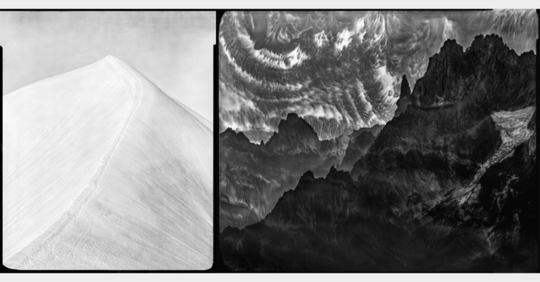 1. Dôme de Miage. 2. Aiguille de Leschaux, de la République, de Grands Charmoz et du Grepon © Eric Bouvet / Courtesy Polka Factory.