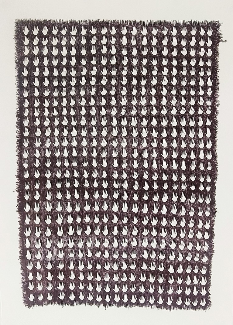 Mouvement Primaire, stylo noir sur papier, 100 x 70 cm, 2023